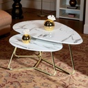 Guéridon  White marbré gold G-456