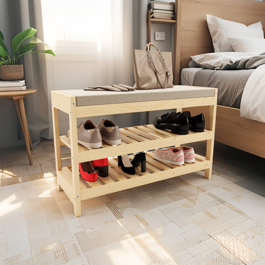 Etagère Chaussures en Bois Bie-7005 Tabouret